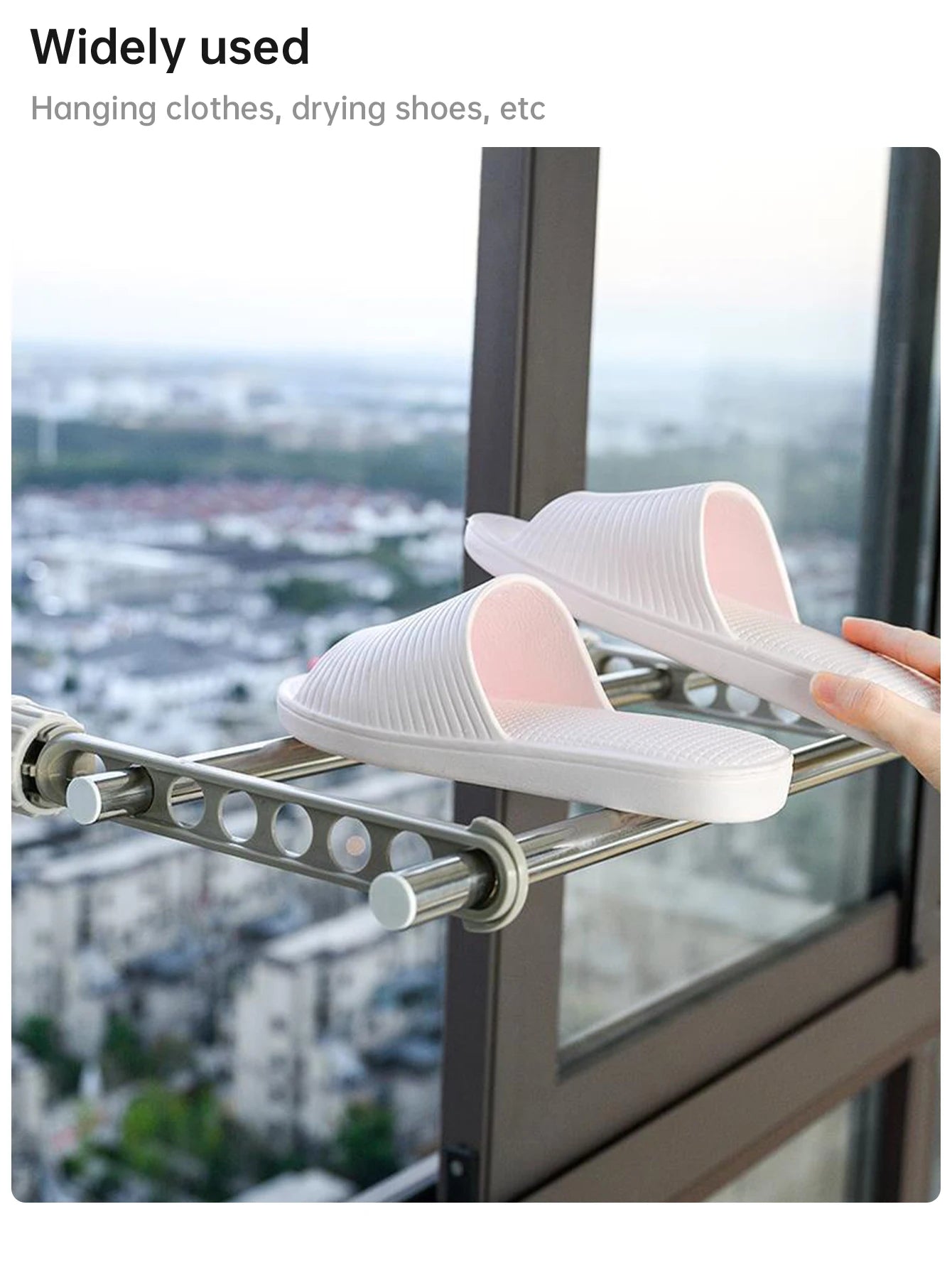 Wall-Mounted Clothes Drying Rack for Balcony & Bathroom – 8-Hole Space-Saving Indoor Laundry Hanger