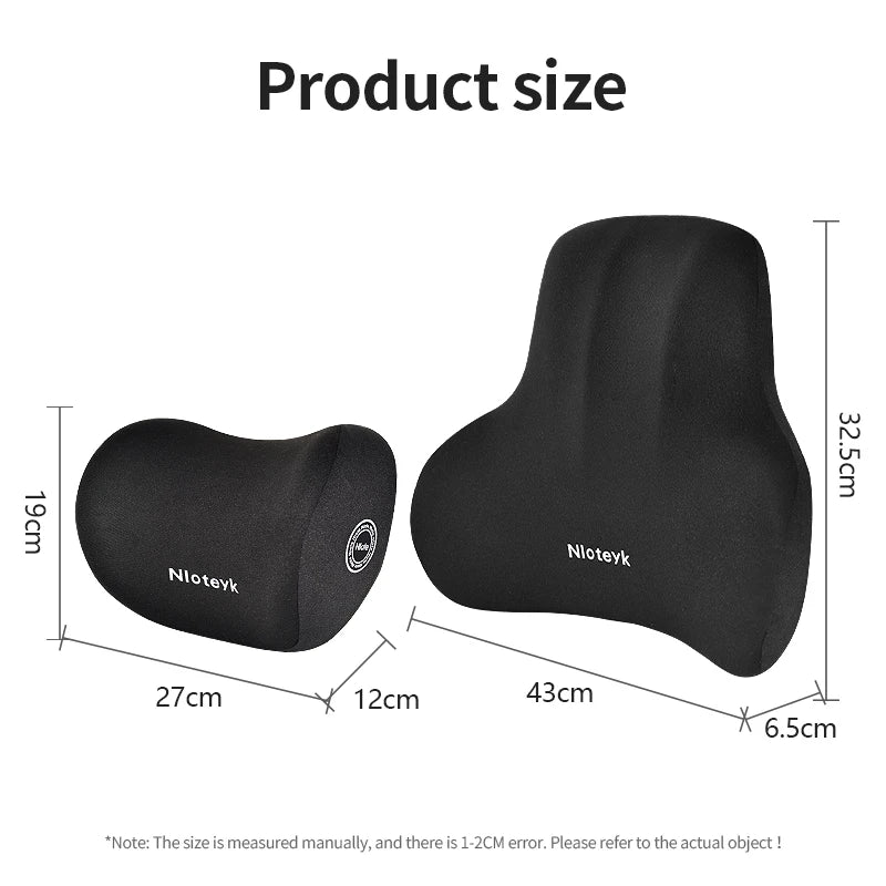 Universal Memory Foam Neck & Lumbar Support Cushion – Ergonomic Car Seat Pillow for Comfort & Posture