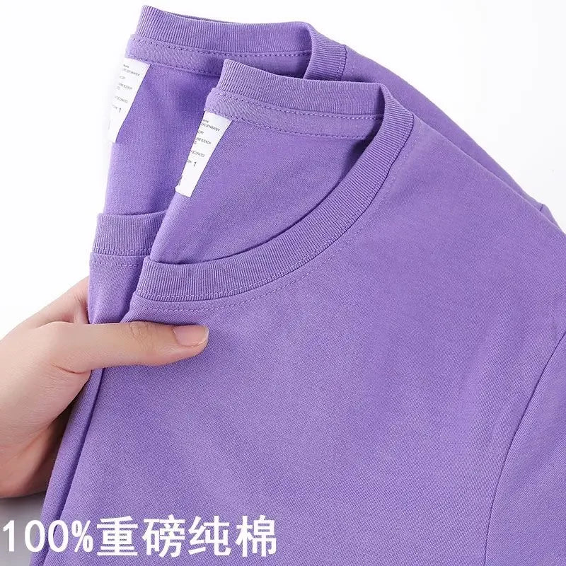 100% Cotton Unisex T-Shirt – Solid Color O-Neck Short Sleeve Tee, Korean Loose Fit (M–4XL)