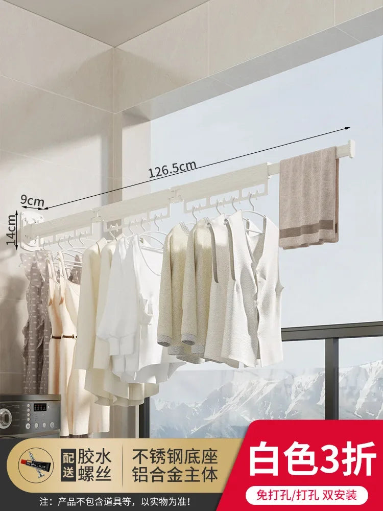 Wall-Mounted Folding Drying Rack – Retractable, No-Drill Indoor Clothes Hanger for Balcony or Laundry Room