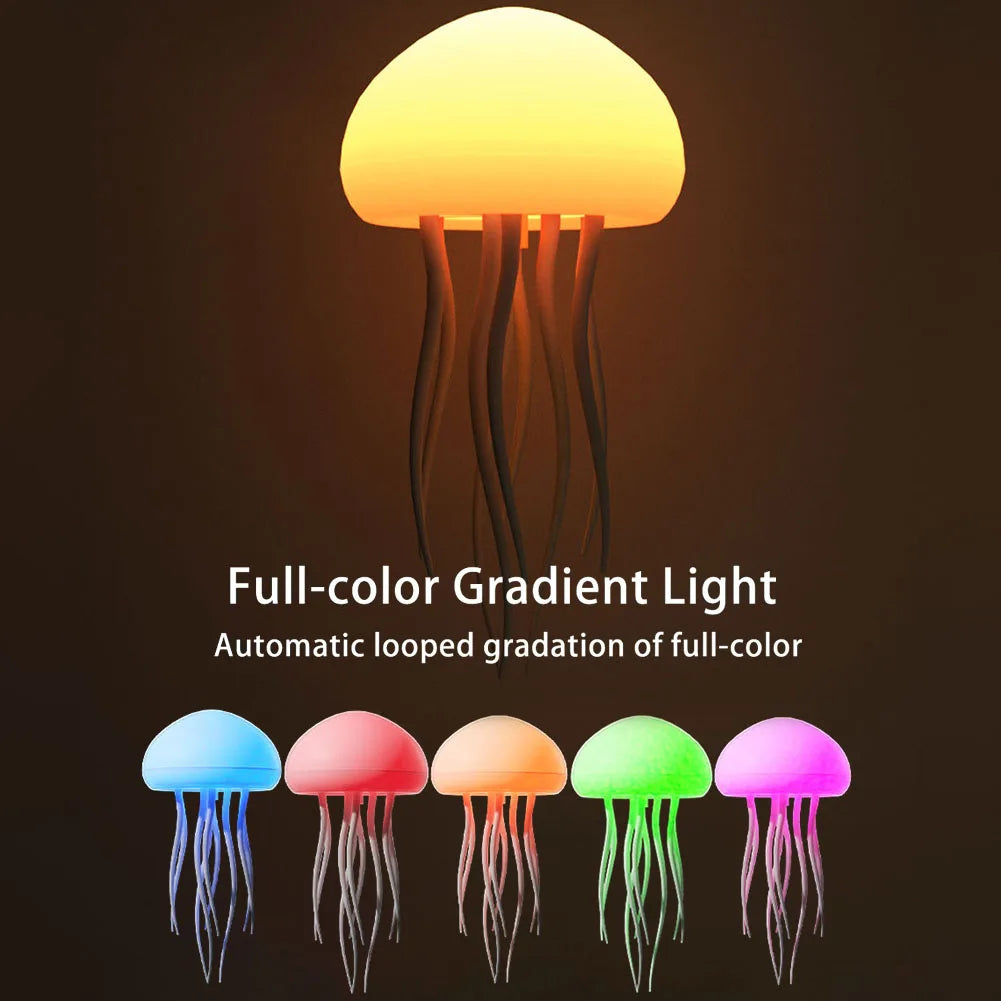 Voice-Controlled RGB Jellyfish Night Light – Gradient Bedside & Desk Lamp for Home or Office Decoration