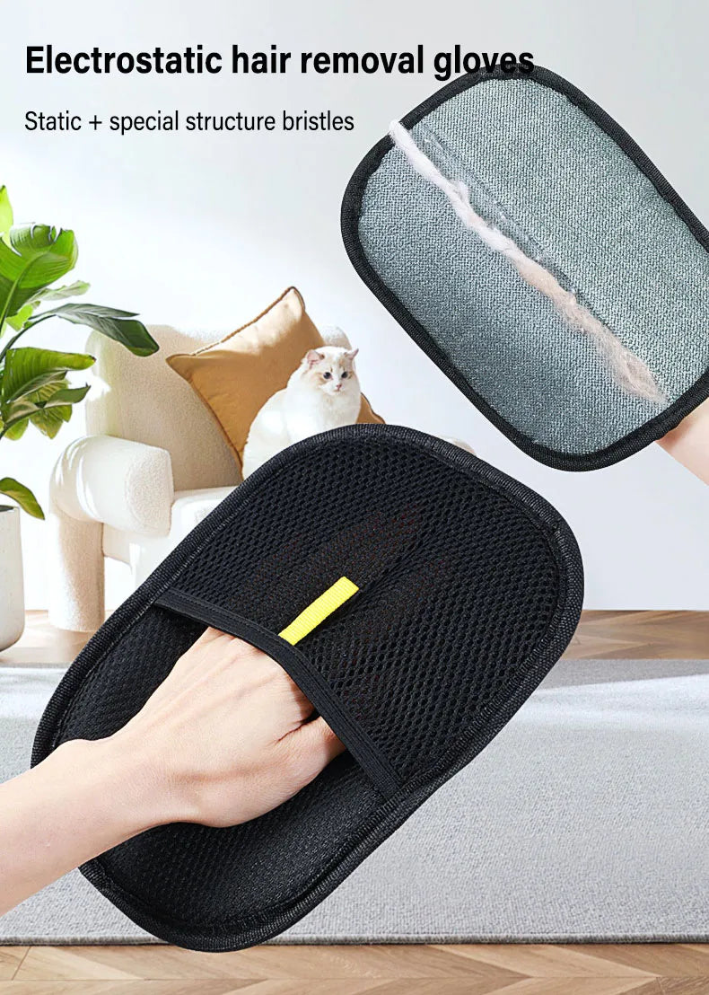 Pet Hair Remover Glove & Brush – Household Hair Cleaning Tool for Cats & Dogs, Lint Scraper for Furniture and Clothing