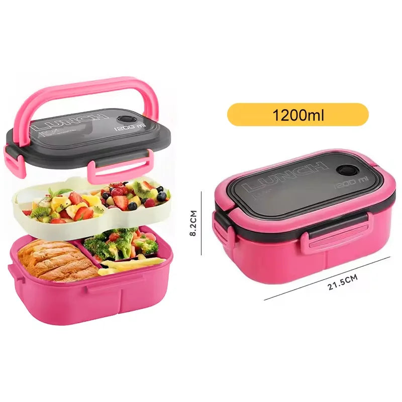 1300ML 4-Compartment Bento Lunch Box with Cutlery – Microwave & Dishwasher Safe, Leakproof Food Container for School, Work & Adults