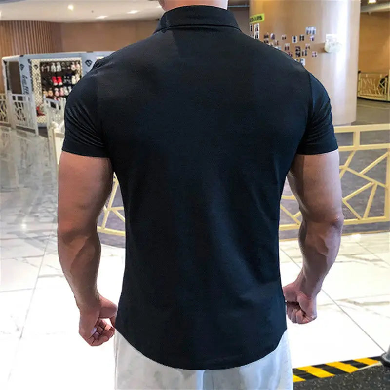 Men’s Slim Fit Polo Shirt – Quick Dry Solid Color Short Sleeve Sports Tee for Spring & Summer