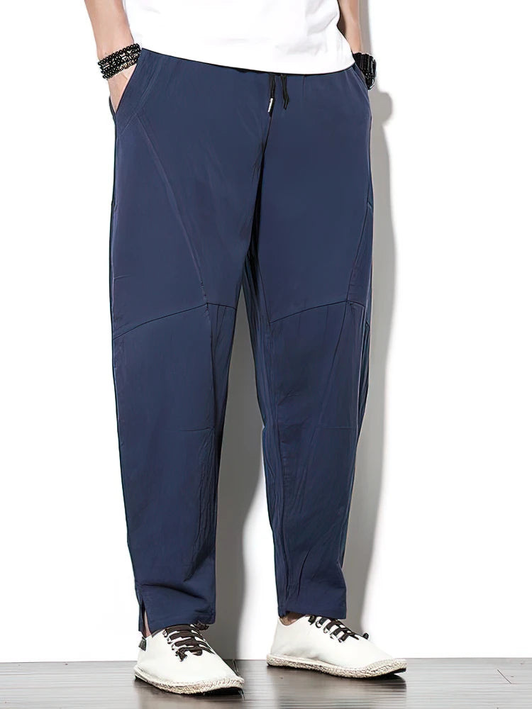 2025 Men's Baggy Cotton Linen Pants – Loose Wide-Leg Casual Trousers, Chinese-Style Summer Joggers, Breathable Walking Sweatpants 
