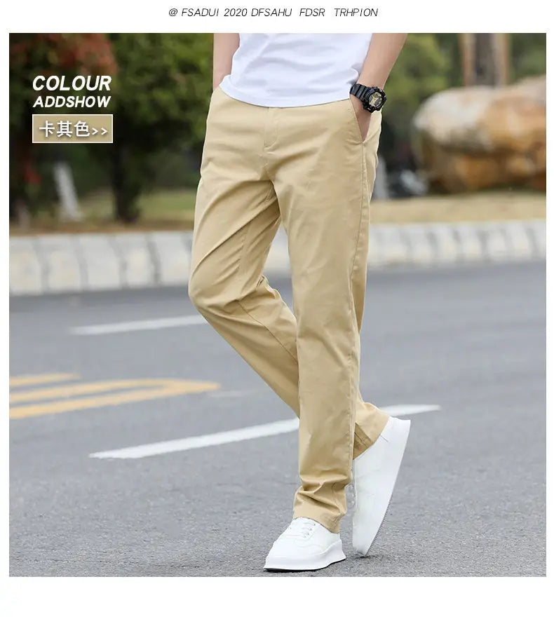 Men's Premium Cotton Chino Pants – Breathable Straight-Leg Casual Trousers (Waist Sizes 28 to 40)