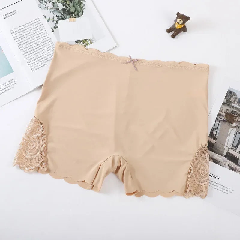 Women's Seamless Safety Shorts – Soft Breathable Modal Under Skirt Tights with Lace Trim