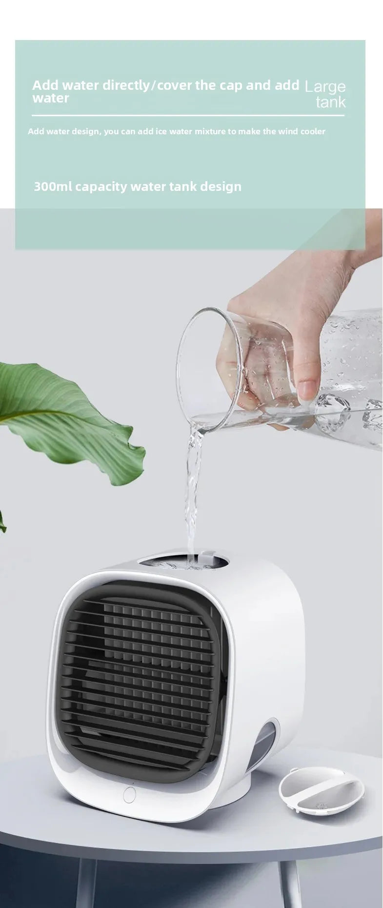 Portable Mini Air Conditioner – Personal Evaporative Cooler with 3-Speed Fan, Compact Desk Cooling Fan for Office, Home, or Car Use