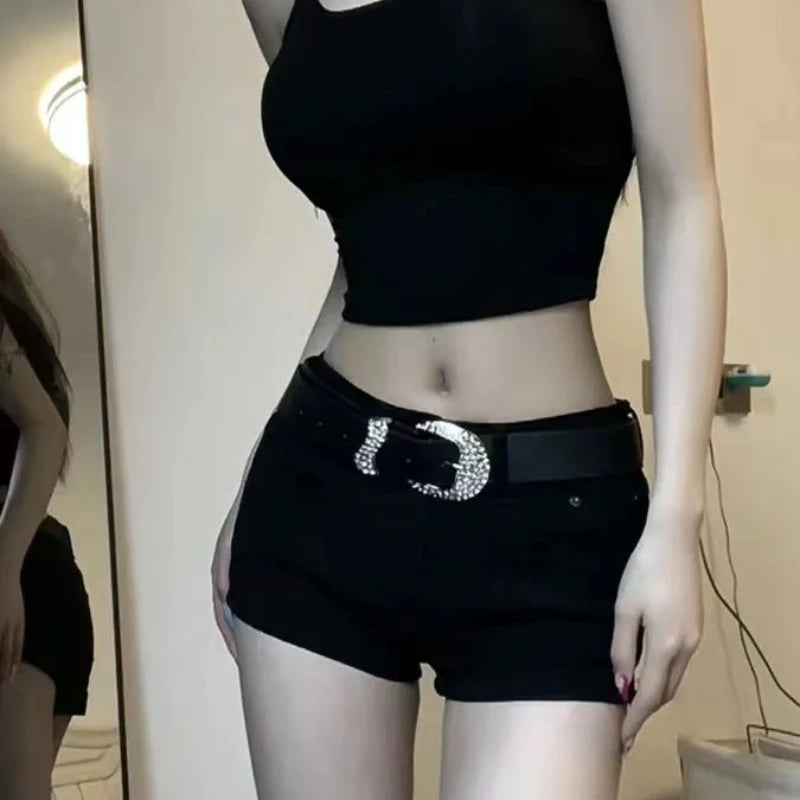 Low-Waist European Denim Shorts for Women – Summer Y2K Streetwear, Solid Color, Sexy & Versatile Hot Pants