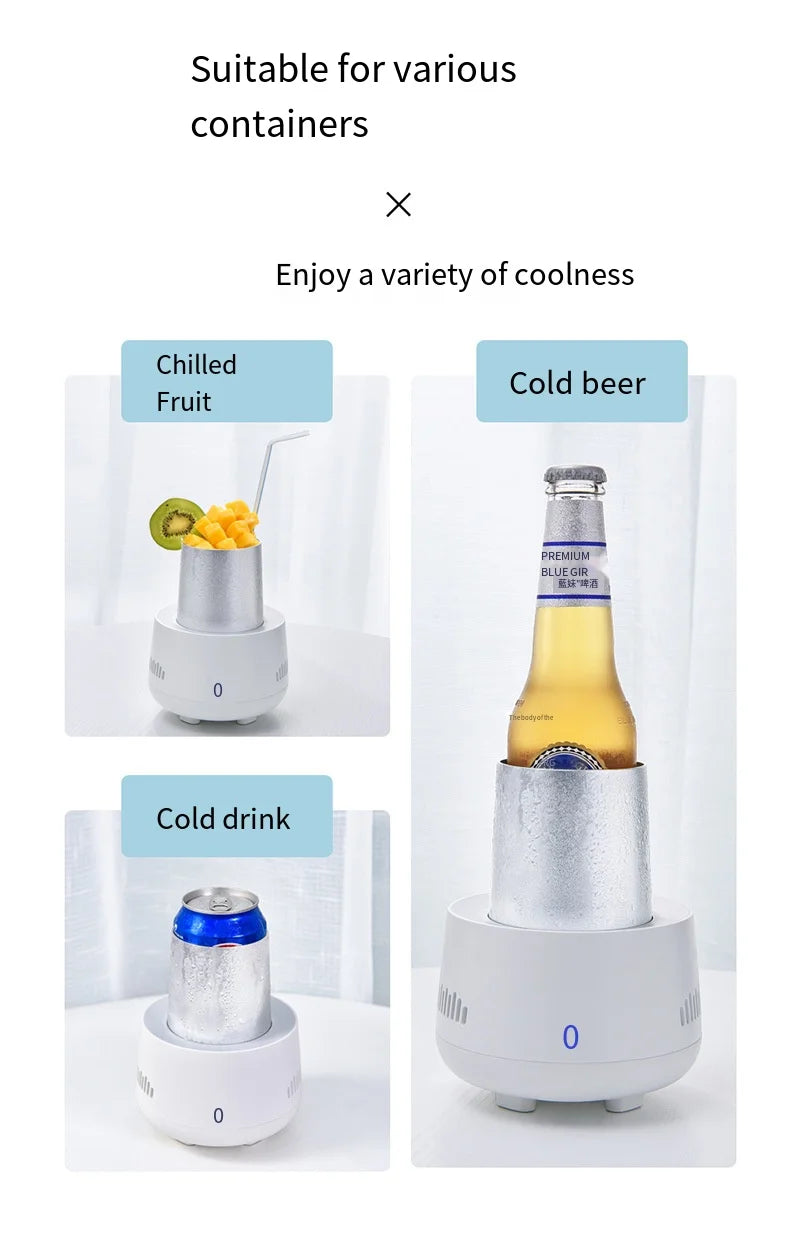 USB Mini Beverage Cooler Cup – Fast Cooling Mug for Soda, Beer, Water & Cans – Portable Drink Chiller for Car & Home Use