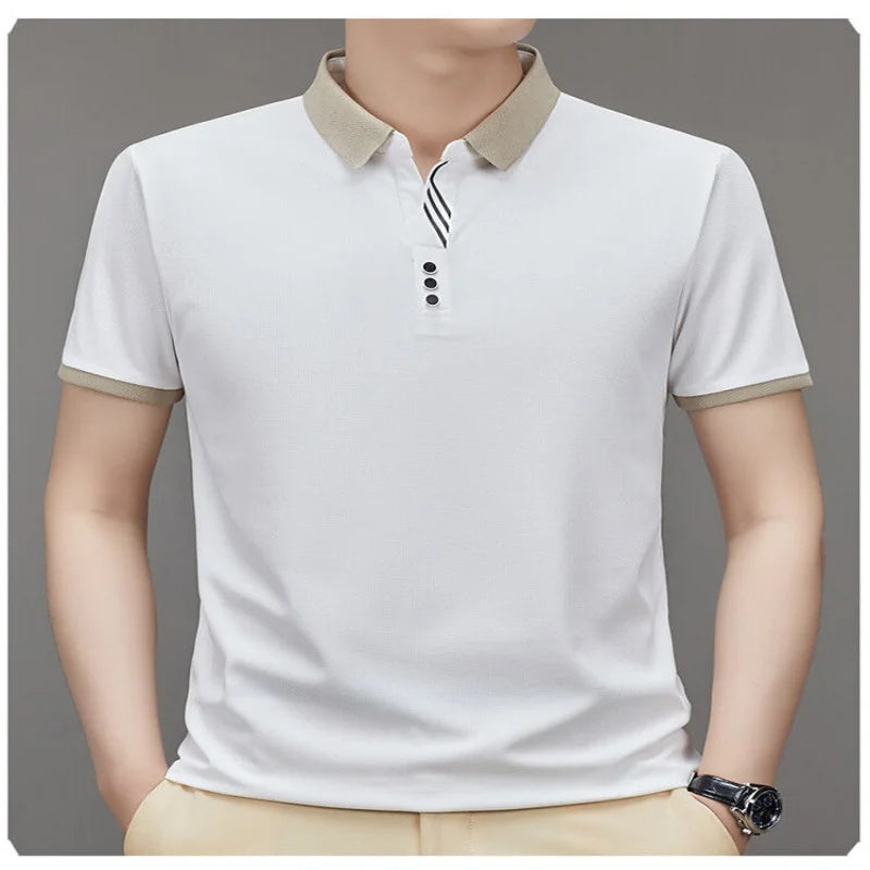 Men’s Classic Solid Short Sleeve Polo Shirt – Breathable Summer Top for Work and Casual Wear