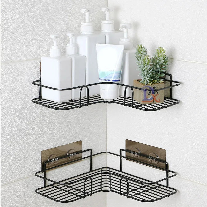 Corner Iron Bathroom Shelf Kitchen Organizer Rack Shower Caddy for Shampoo and Accessories Storage