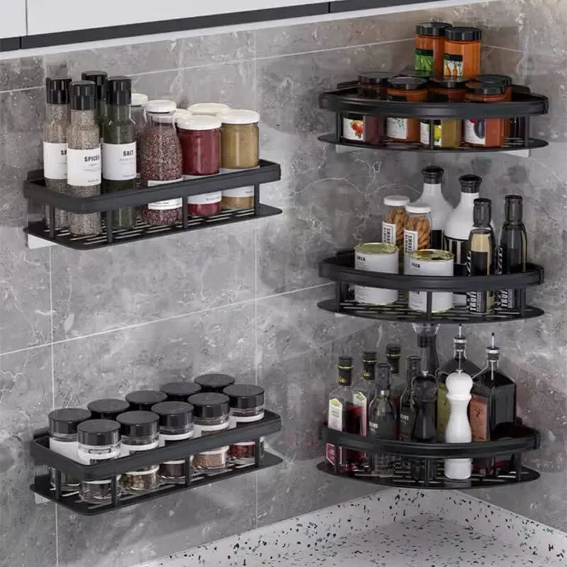 No-Drill Bathroom Corner Shelf – Wall-Mounted Shower Organizer Rack for Toiletries & Essentials