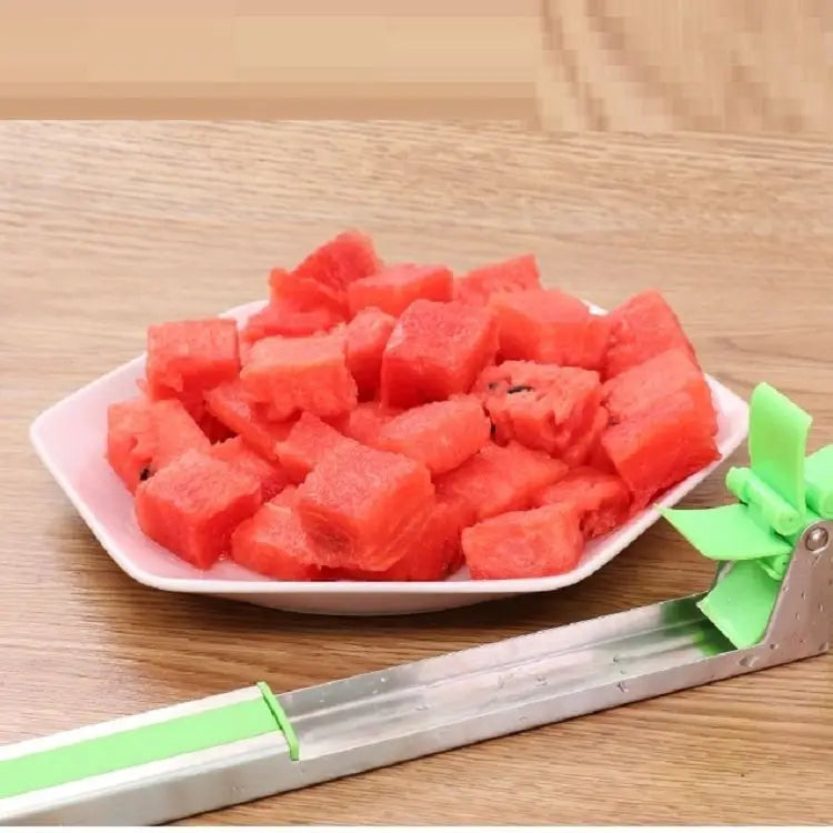 Stainless Steel Watermelon Slicer with Windmill Blade – Easy Fruit Cutter & Salad Tool for Kitchen
