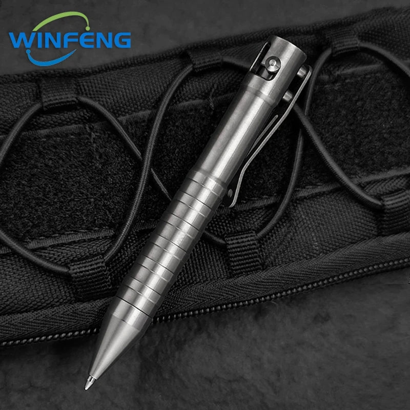 Titanium Tactical Ballpoint Pen – Bolt Action Business Pen with Glass Breaker, Self-Defense Survival EDC Tool