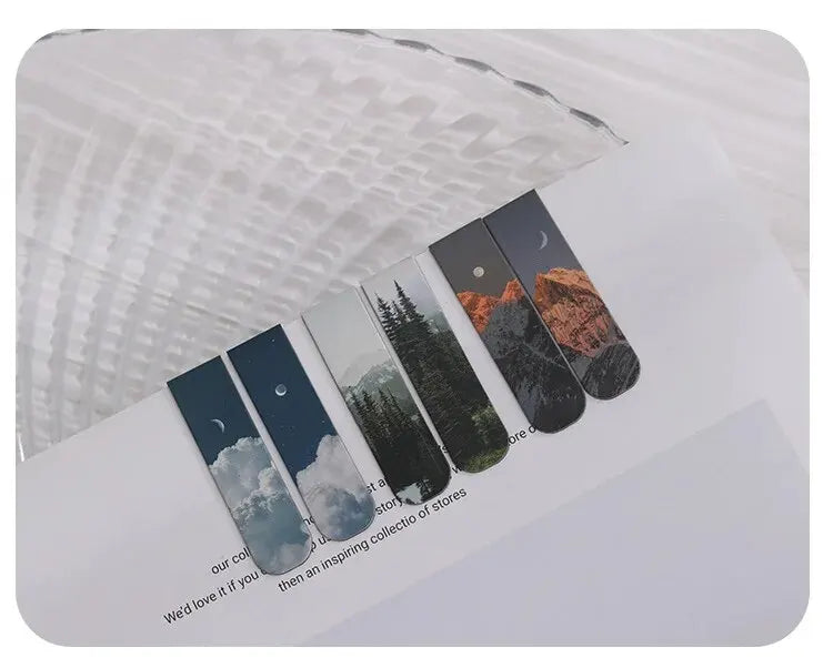2pcs Magnetic Forest-Themed Bookmarks – Landscape Design for Book Lovers & Readers