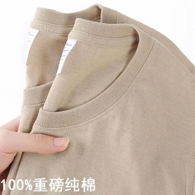 100% Cotton Unisex T-Shirt – Solid Color O-Neck Short Sleeve Tee, Korean Loose Fit (M–4XL)