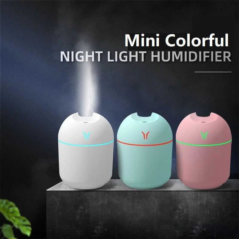 250ML USB Ultrasonic Mini Humidifier & Essential Oil Diffuser – Quiet Mist Maker with LED Mood Light for Home & Car Use
