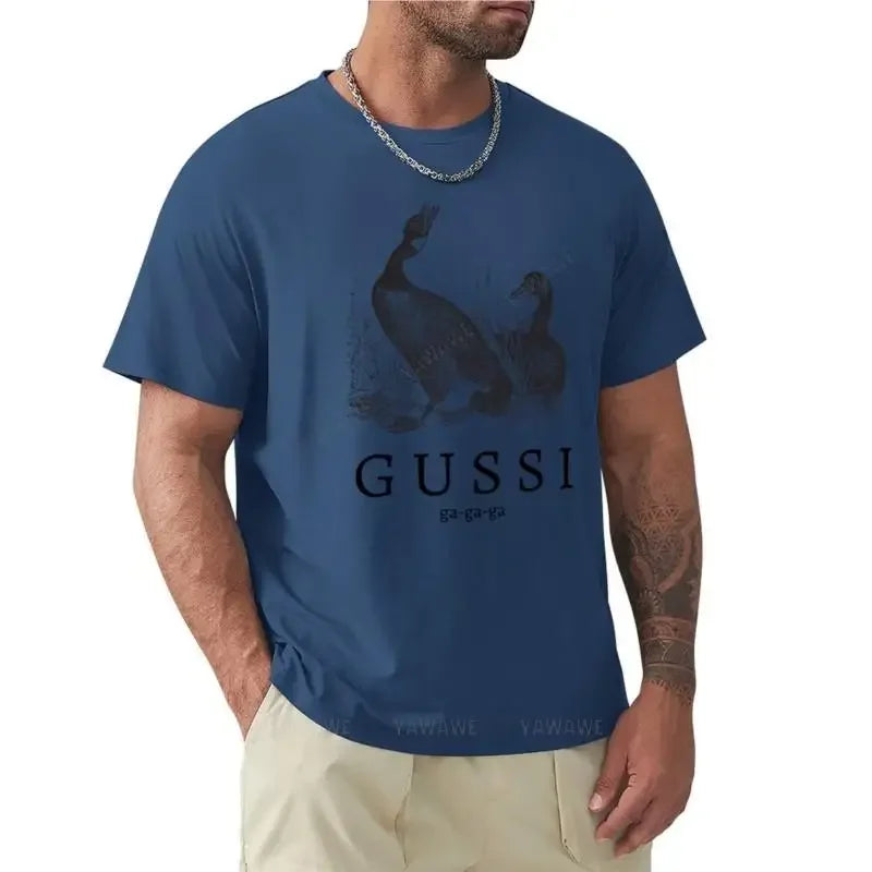 Men’s Cotton T-Shirt with “G U S S I (Geese)” Funny Slogan – Cute Summer Tee for Men