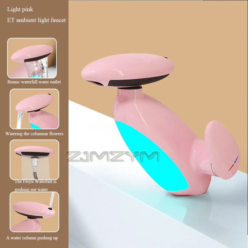 360° Rotating LED Basin Faucet with 4 Water Modes, Pull-Out Spout & Temperature Sensor – Drip-Free Hot & Cold Mixer Tap