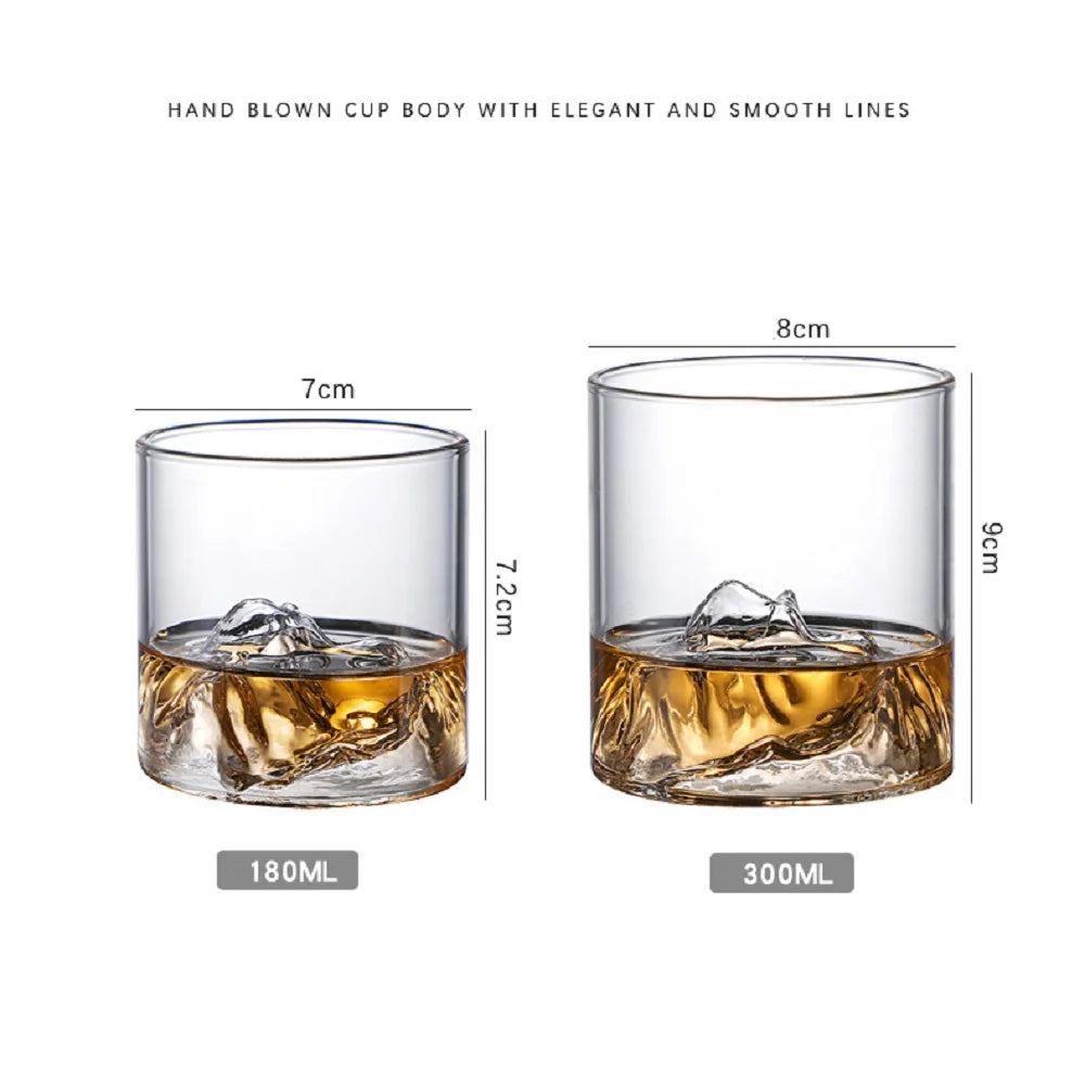 Creative Iceberg-Shaped Whiskey Glass – 3D Mountain Design Whisky Rocks Glasses for Home, Kitchen, Wine, and Liquor Shots