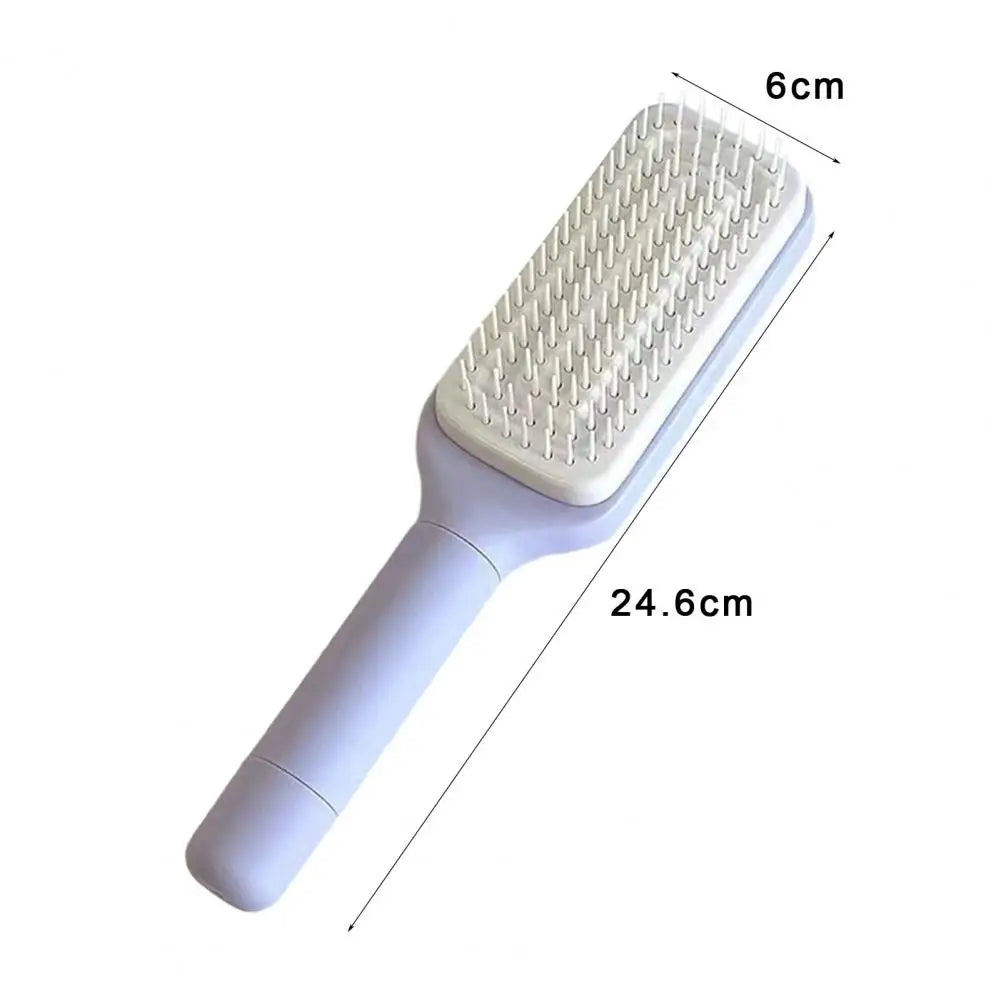 25cm Self-Cleaning Detangling Massage Comb – Anti-Static Retractable Hair Brush for Scalp Care & Hair Styling