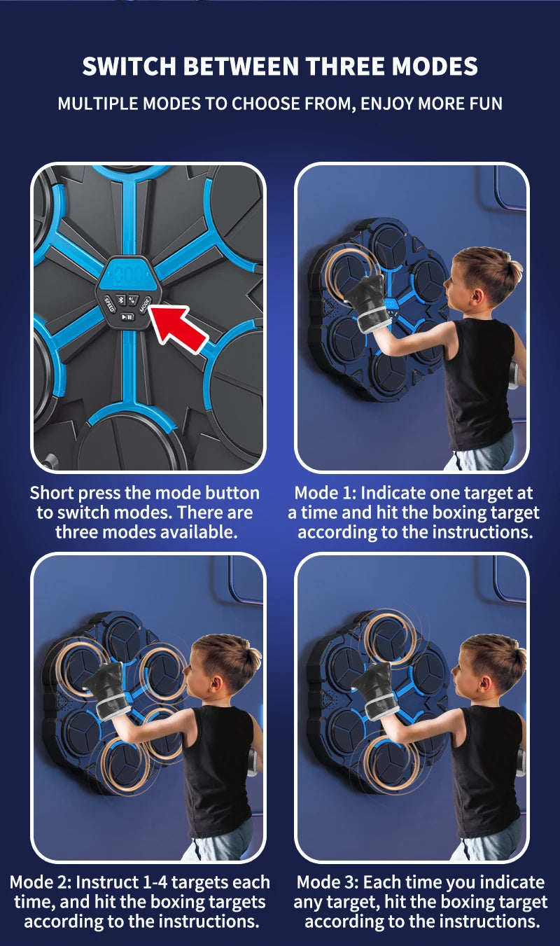 Smart Music Boxing Trainer – Interactive Wall-Mounted Target for Kids & Adults, Electronic Reaction Training Device for Home, Sanda & Fitness