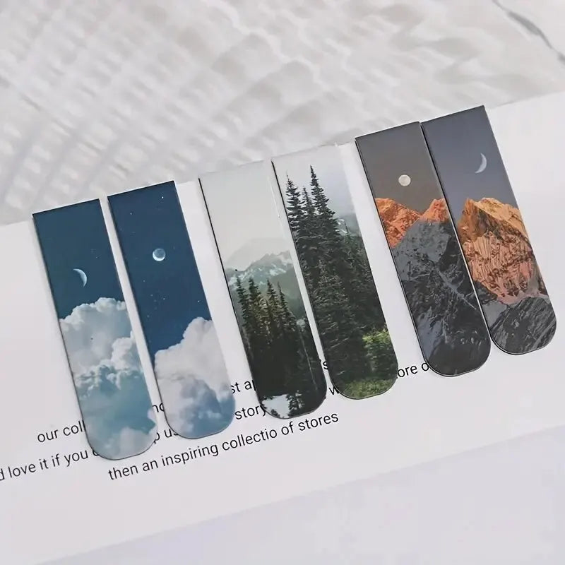 2pcs Magnetic Forest-Themed Bookmarks – Landscape Design for Book Lovers & Readers