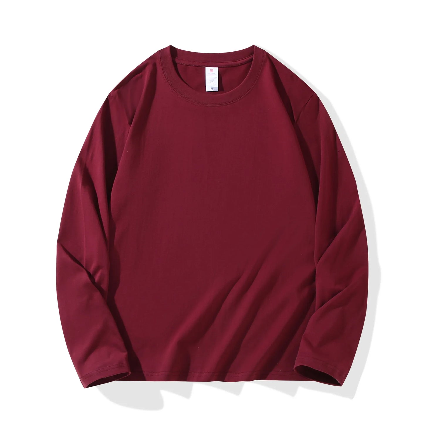 MRMT 2025 Men's 100% Cotton Long Sleeve T-Shirt – Solid Color Crew Neck Casual Top