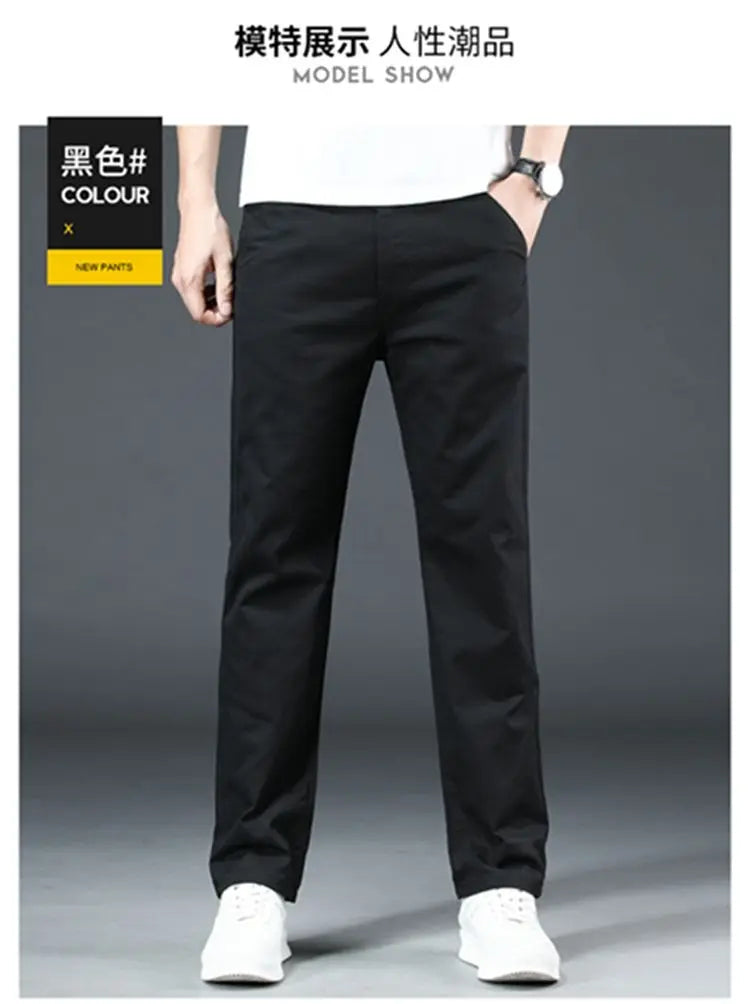 Men's Spring Loose-Fit Cotton Work Trousers – Durable Outdoor Straight-Leg Casual Business Pants 