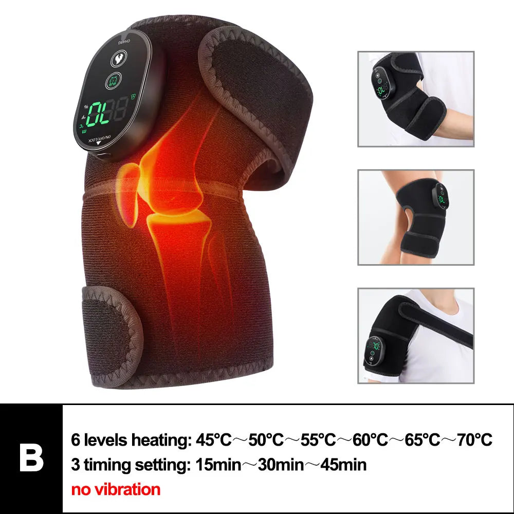 3-in-1 Electric Heated Knee Massager Pad with Vibration – Hot Compress for Shoulder, Elbow & Joint Muscle Relief