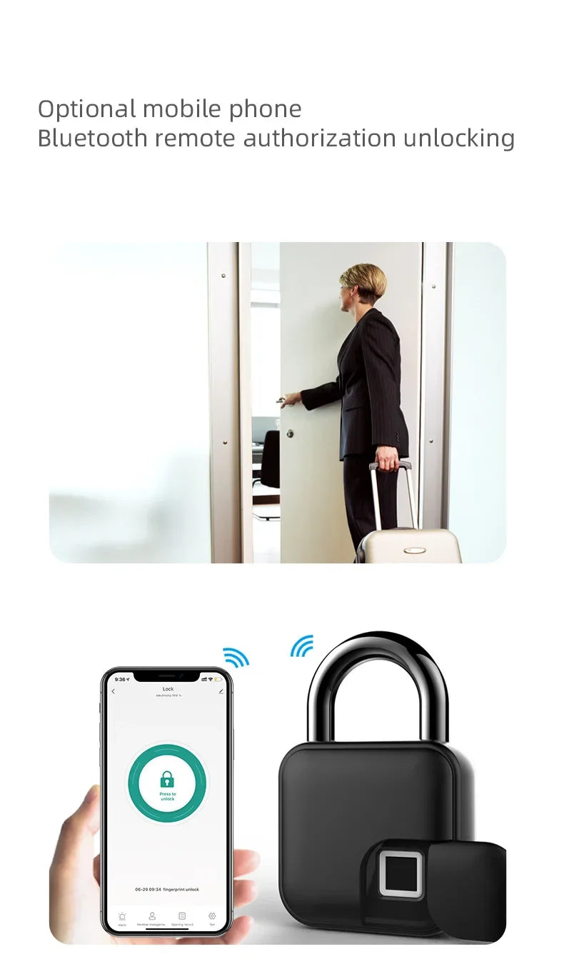 Smart Graffiti Fingerprint Bluetooth Padlock – Anti-Theft Lock for Warehouse Doors, Storage Cabinets, and Luggage