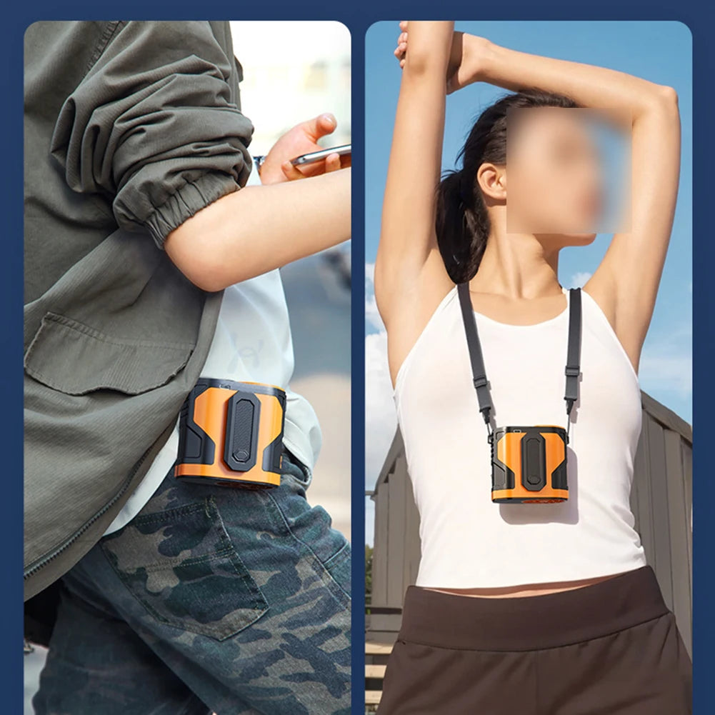 Portable Waist Clip Fan with Adjustable Speeds & LED Light – Hands-Free Cooling for Outdoor Activities