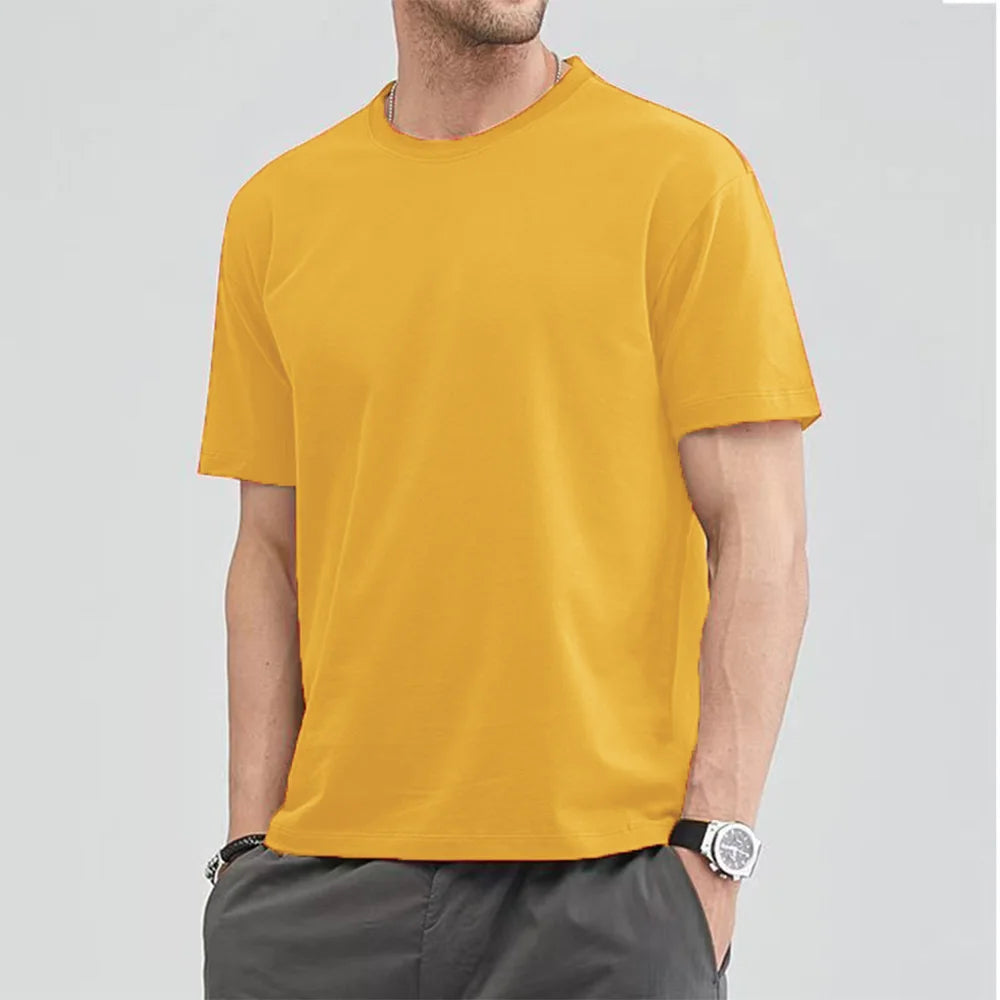 Unisex Loose Fit Cotton T-Shirt – Solid Color, Short Sleeve, Casual O-Neck Basic Tee for Summer 
