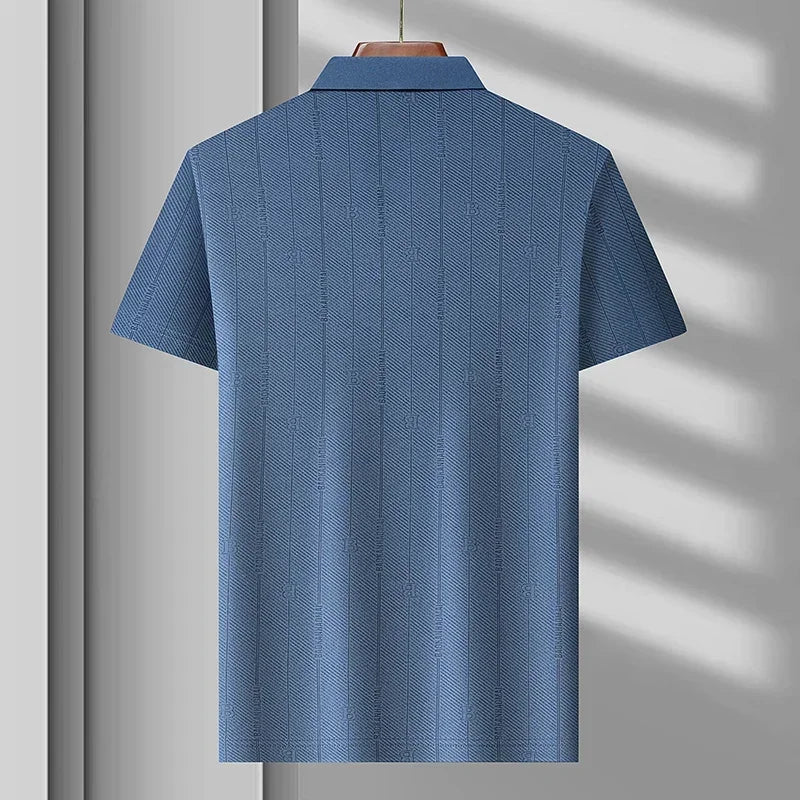 Men’s Breathable Ice Silk Polo Shirt – Seamless Short Sleeve Business Casual Summer Top