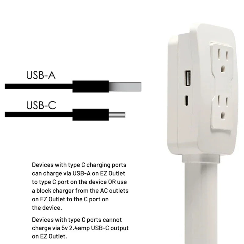 New 1-Piece Power Socket Extender with 2 Outlets, 180° Rotatable and Stretchable Length, Punch-Free Power Strip Extension Cord
