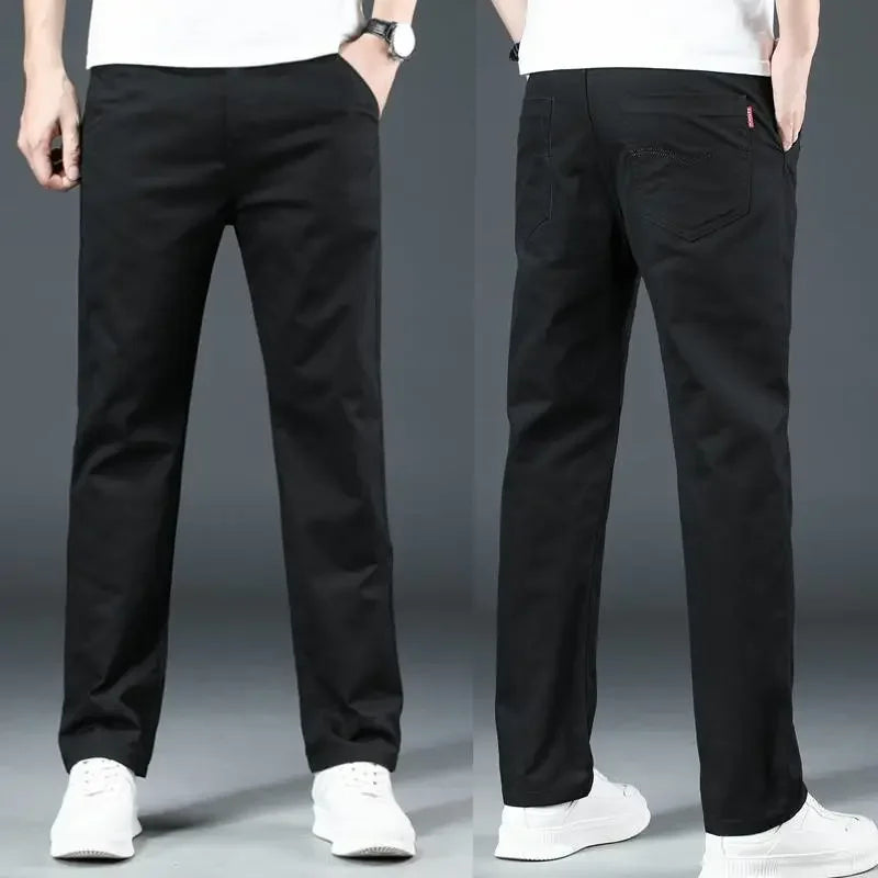 Men's Spring Loose-Fit Cotton Work Trousers – Durable Outdoor Straight-Leg Casual Business Pants 