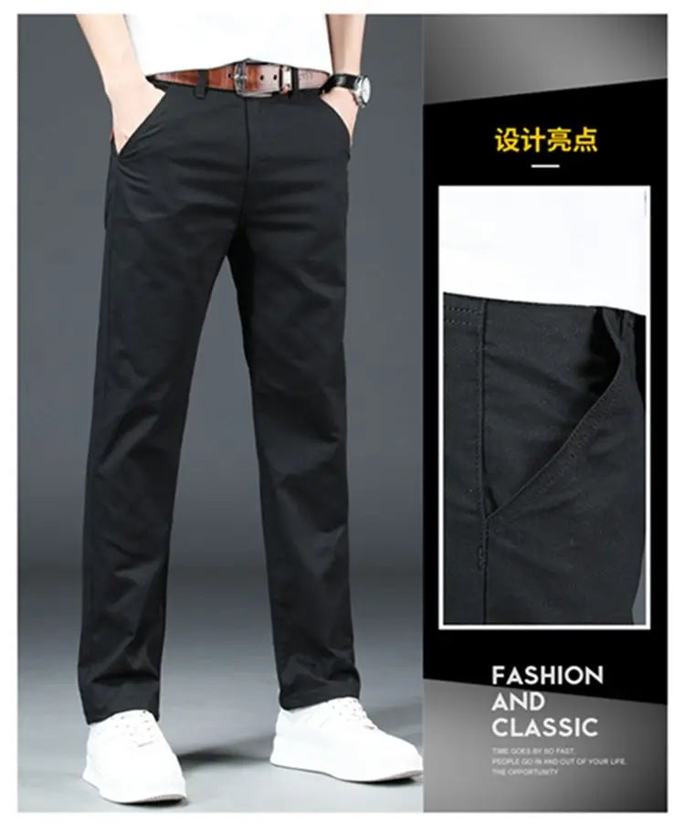 Men's Spring Loose-Fit Cotton Work Trousers – Durable Outdoor Straight-Leg Casual Business Pants 