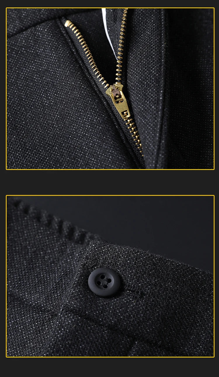 Men's Winter Fleece-Lined Slim Fit Pants – Thick Warm Straight-Leg Casual Business Trousers (Sizes 28-38)