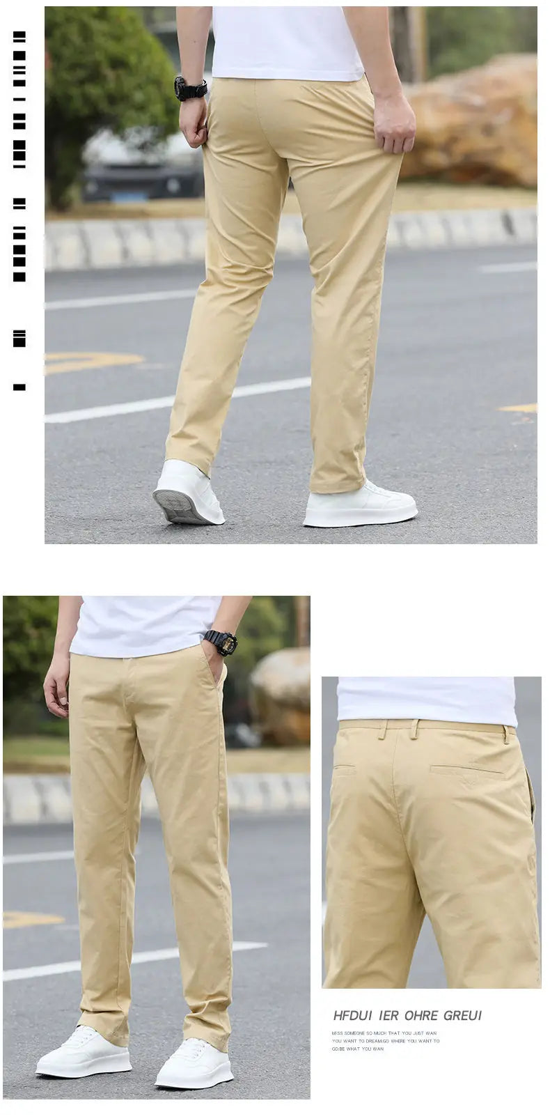 Men's Premium Cotton Chino Pants – Breathable Straight-Leg Casual Trousers (Waist Sizes 28 to 40)