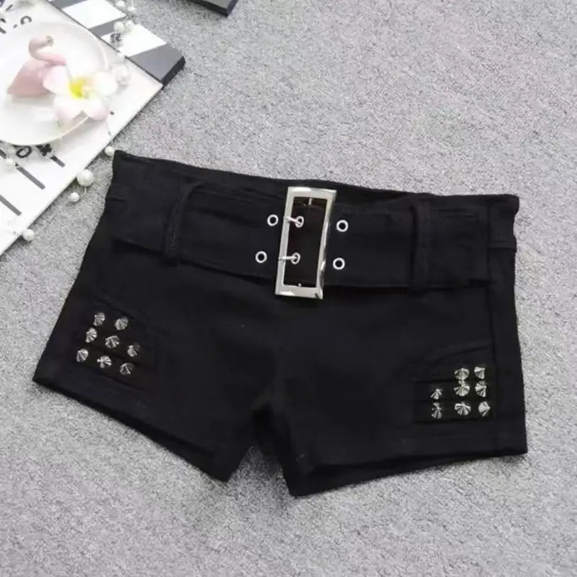 Women's Retro Leopard Print Denim Shorts – Washed Slim Fit Streetwear Y2K Style Summer 2025