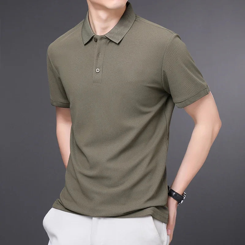 Men's Plain Short-Sleeve Polo Shirt – Summer Casual & Business Wear, Lightweight and Comfortable