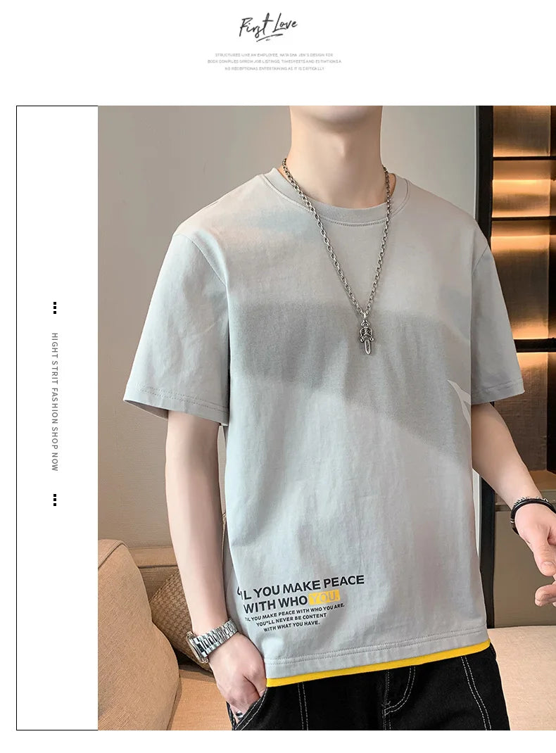 Men’s Loose Fit Letter Print T-Shirt – Harajuku Y2K Streetwear Short Sleeve Casual Tee
