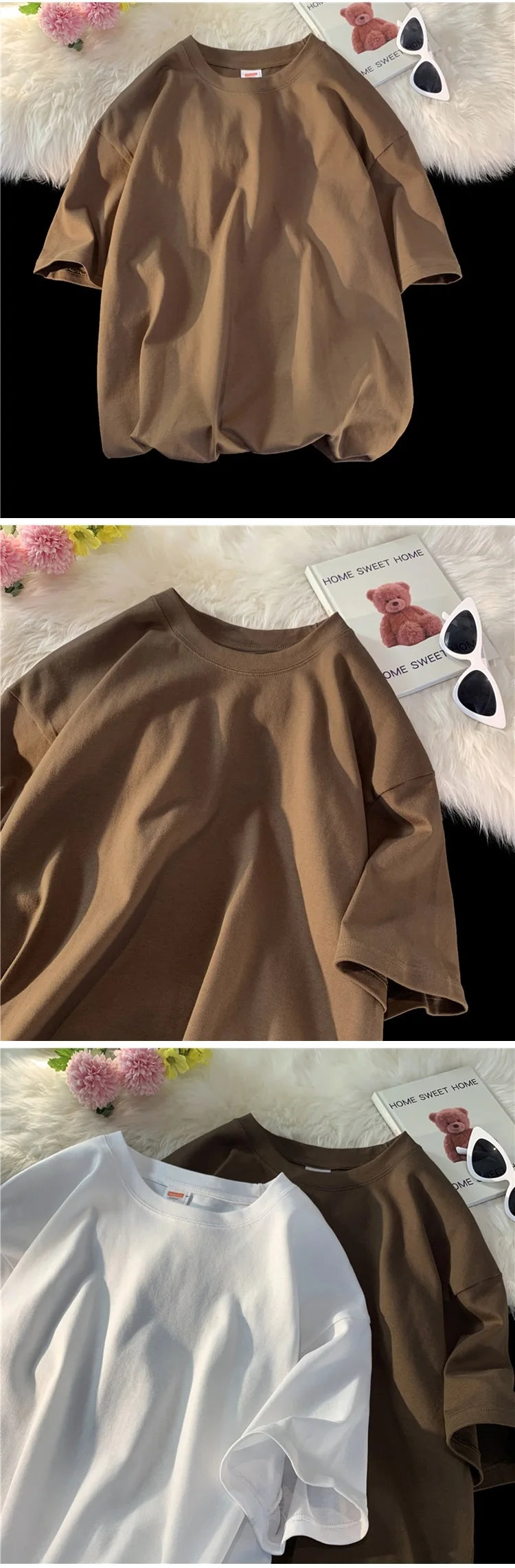 Unisex Oversized Heavyweight Cotton T-Shirt – 260gsm Basic Solid Color Hip-Hop Style Summer Tee