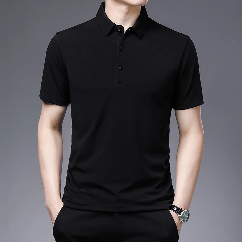2024 Men's Solid Color Polo Shirt – Summer Casual Business Style, Short Sleeve, Comfortable & Breathable