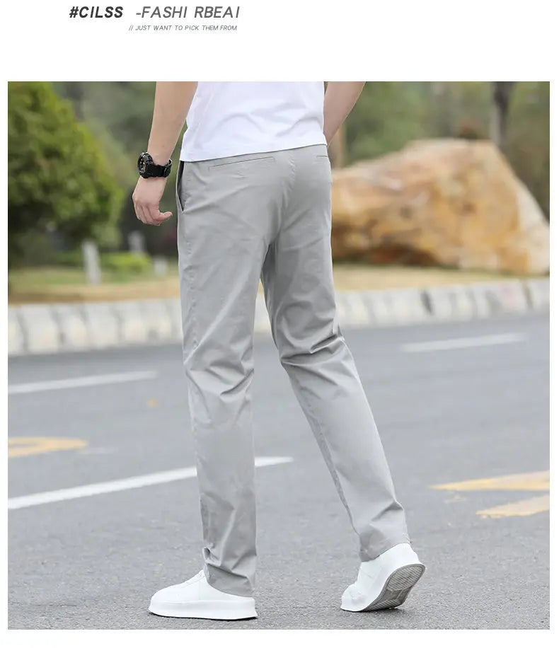 Men's Premium Cotton Chino Pants – Breathable Straight-Leg Casual Trousers (Waist Sizes 28 to 40)