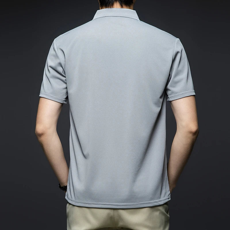 Men's Solid Color Polo Shirt – Summer Short Sleeve, Breathable & Comfortable Casual Top