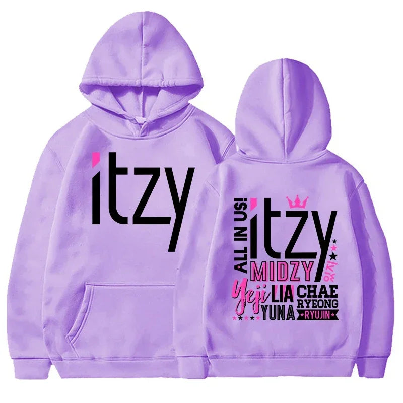Unisex Kpop ITZY Hoodie – Casual Long Sleeve Printed Sweatshirt for Men & Women | Autumn/Winter Korean Fashion Pullover