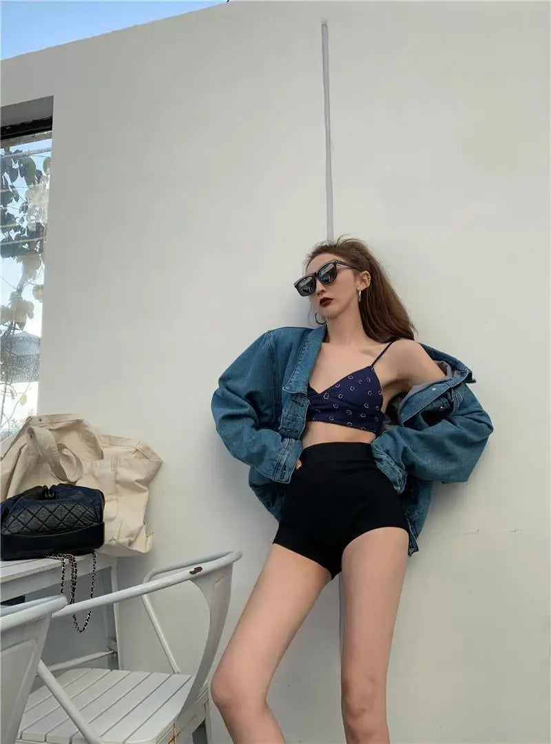 Women's High-Waist Black Shorts – Slim Fit Solid Color Summer Bottoms for Dance, Club, K-pop, and Streetwear Style (Up to 5XL)
