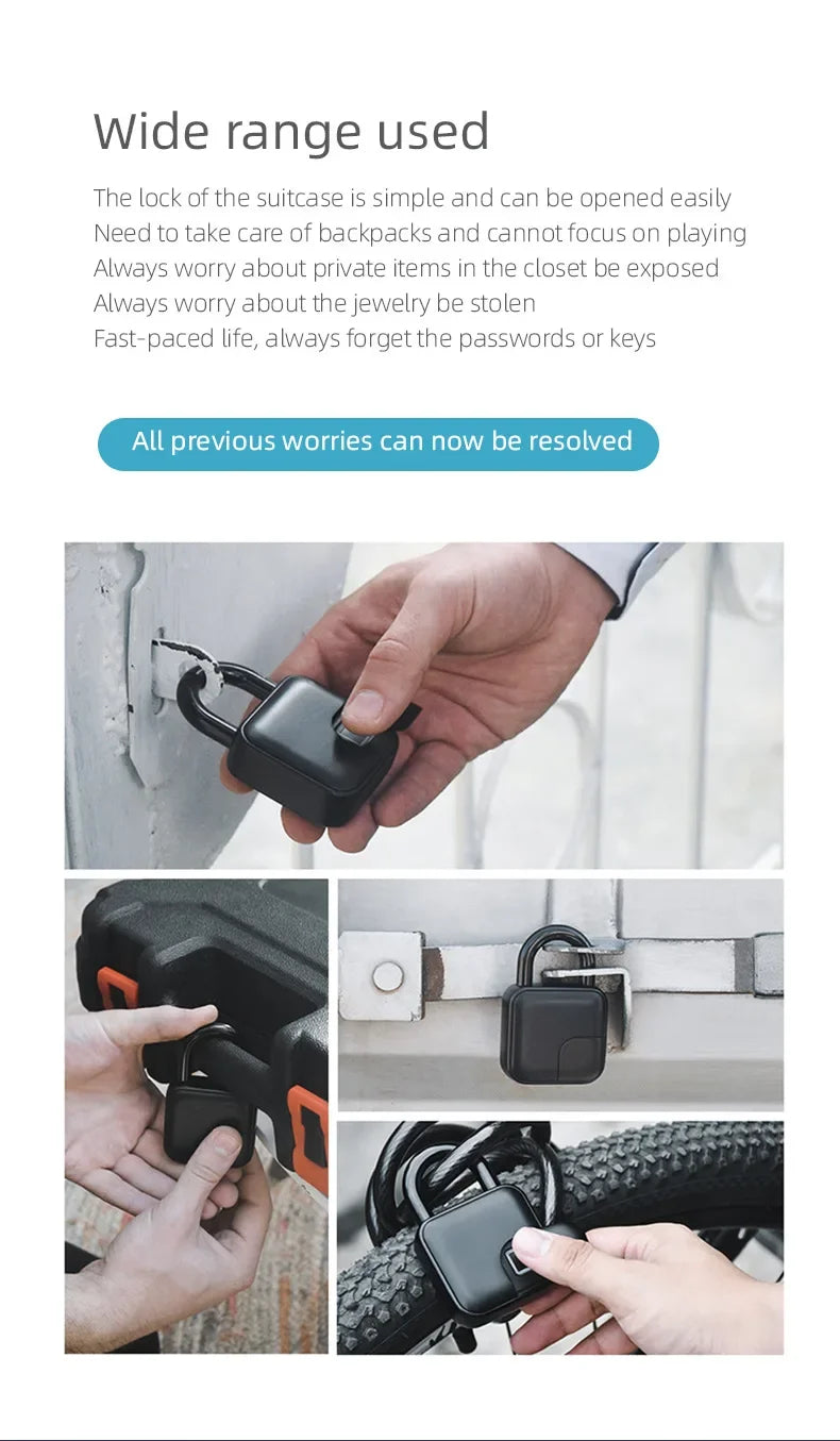Smart Graffiti Fingerprint Bluetooth Padlock – Anti-Theft Lock for Warehouse Doors, Storage Cabinets, and Luggage